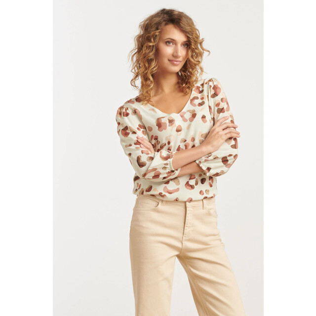 Smashed Lemon 25164 e animal print top met v-hals | 25164-720-998 large