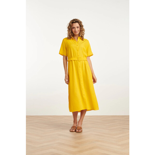Smashed Lemon 25150 linnen midi shirtjurk | 25150-150-S large