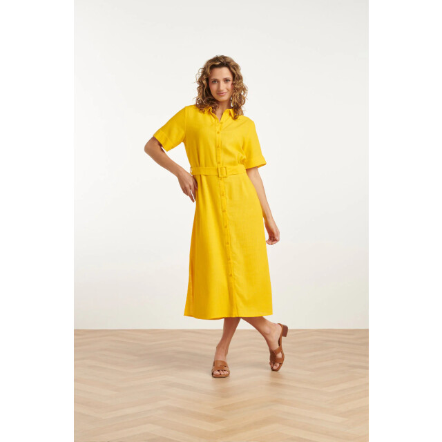 Smashed Lemon 25150 linnen midi shirtjurk | 25150-150-S large