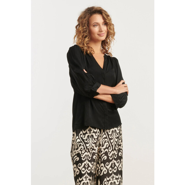 Smashed Lemon 25142 e rayon satijnen blouse | 25142-999-M large