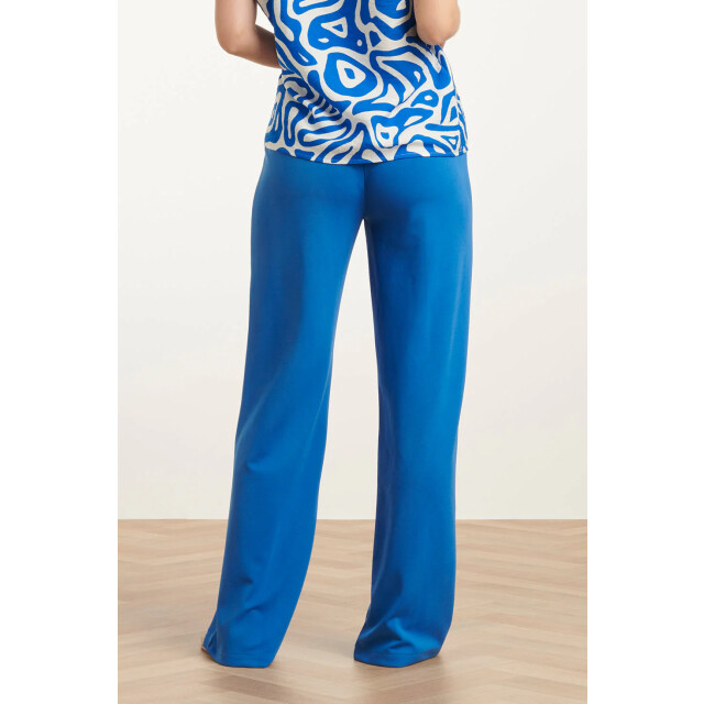 Smashed Lemon 25140 cobalt wide straight leg stretch broek | cobalt 25140-650-3XL large