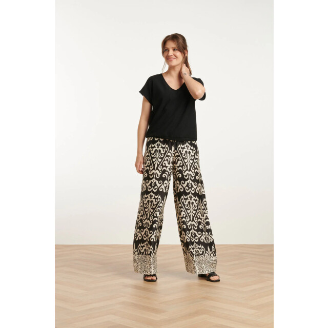 Smashed Lemon 25120 stretchy crinkle top met v-hals | 25120-999-L large