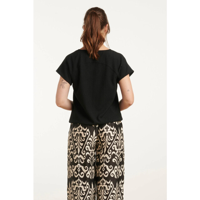 Smashed Lemon 25120 stretchy crinkle top met v-hals | 25120-999-L large