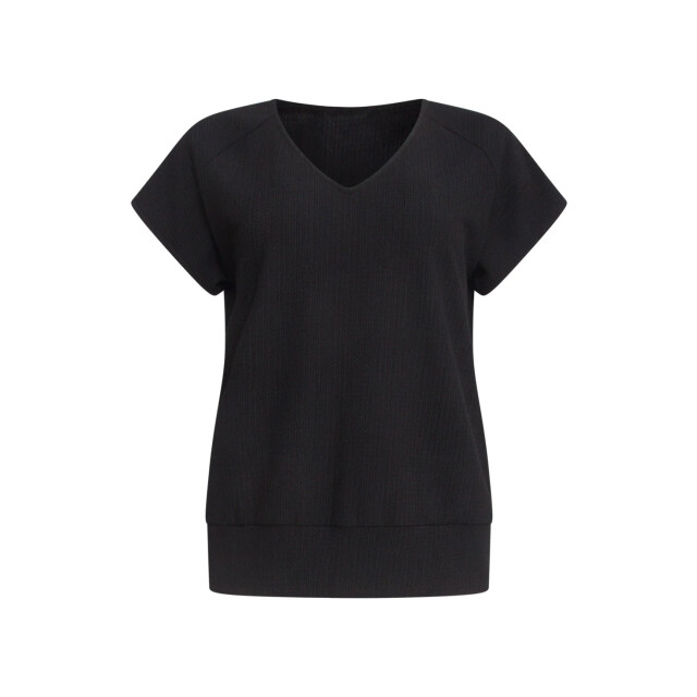 Smashed Lemon 25120 stretchy crinkle top met v-hals | 25120-999-L large