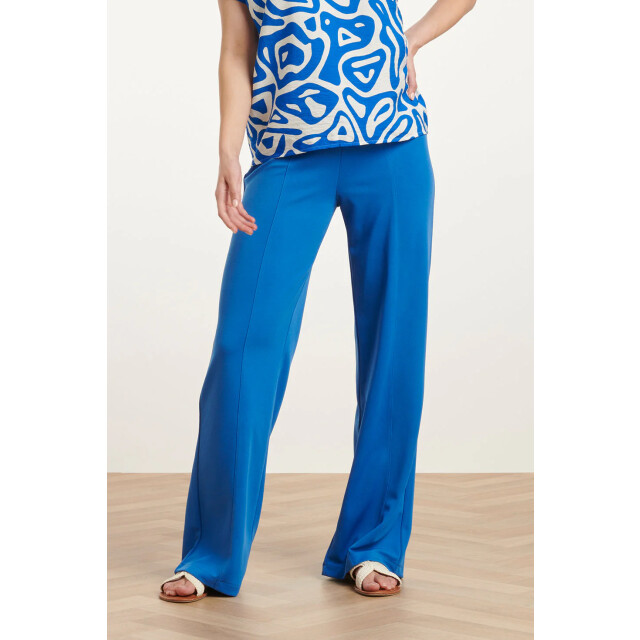 Smashed Lemon 25140 cobalt wide straight leg stretch broek | cobalt 25140-650-3XL large