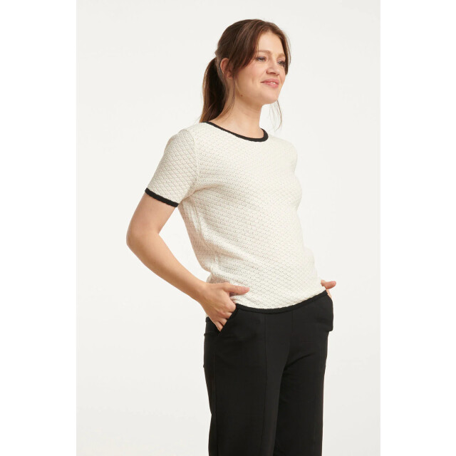 Smashed Lemon 25096 gebreid top met e contrastafwerking | 25096-010-999 large