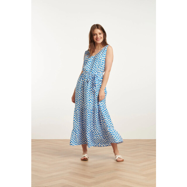 Smashed Lemon 25084 maxi jurk met kobalt polka dot print | 25084-000-650 large