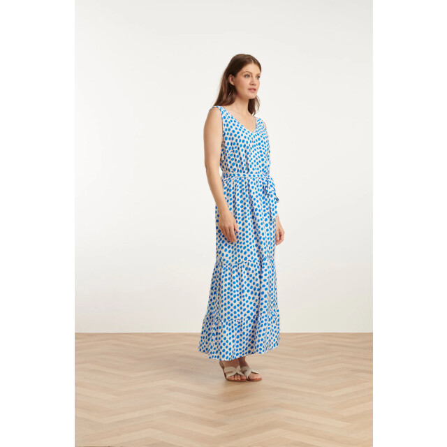 Smashed Lemon 25084 maxi jurk met kobalt polka dot print | 25084-000-650 large