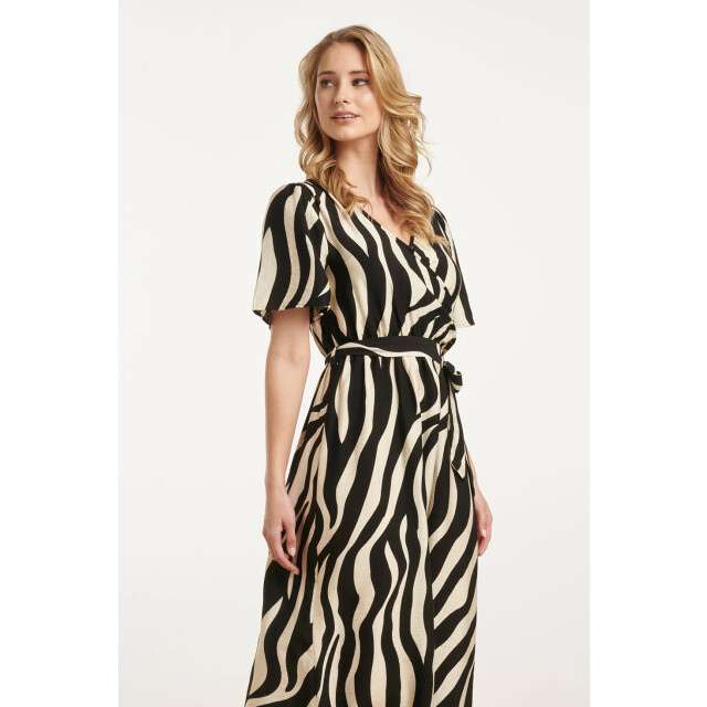 Smashed Lemon 25077 midi jurk met zebrastijl print | 25077-010-999 large