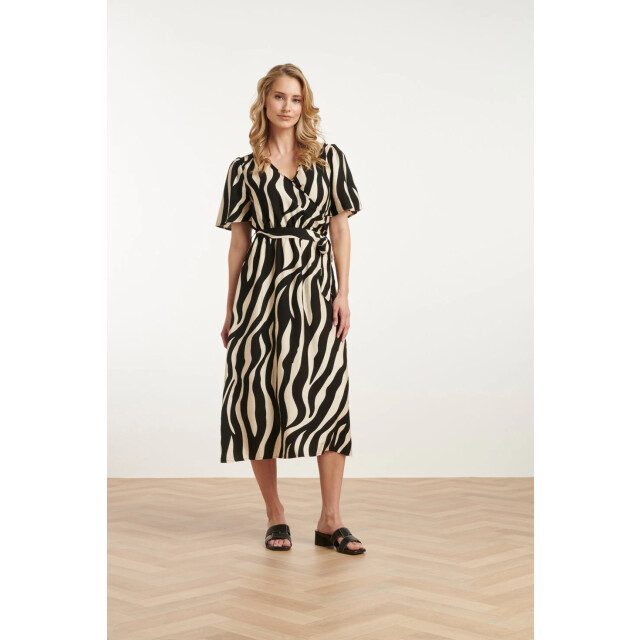 Smashed Lemon 25077 midi jurk met zebrastijl print | 25077-010-999 large
