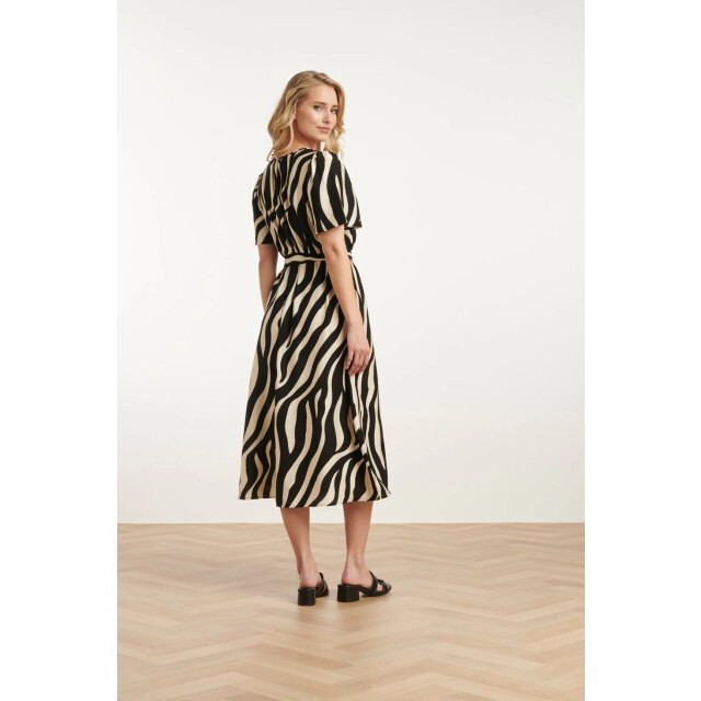 Smashed Lemon 25077 midi jurk met zebrastijl print | 25077-010-999 large
