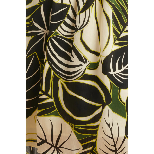 Smashed Lemon 25070 leaf print chiffon midi jurk | 25070-530-998 large