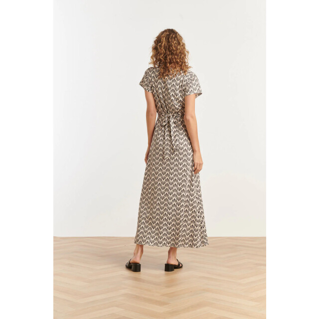 Smashed Lemon 25063 off-white en zwarte schelpenprint maxi-jurk 25063-010-999 large