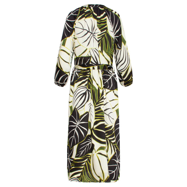 Smashed Lemon 25070 leaf print chiffon midi jurk | 25070-530-998 large