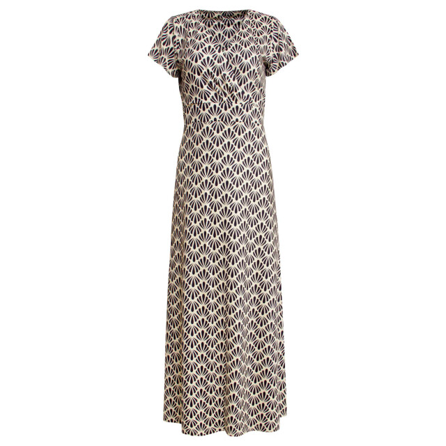 Smashed Lemon 25063 off-white en zwarte schelpenprint maxi-jurk 25063-010-999 large