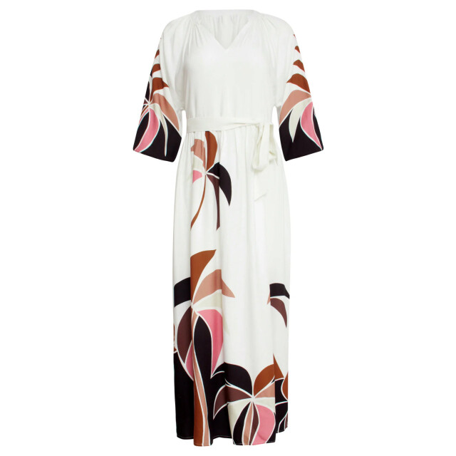 Smashed Lemon 25057 off white flowy maxi jurk met mauve palm print | 25057-720-998 large