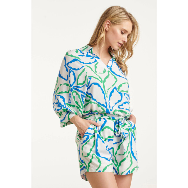 Smashed Lemon 25053 te top met v-halskobalt bloemenprint | 25053-650-530 large