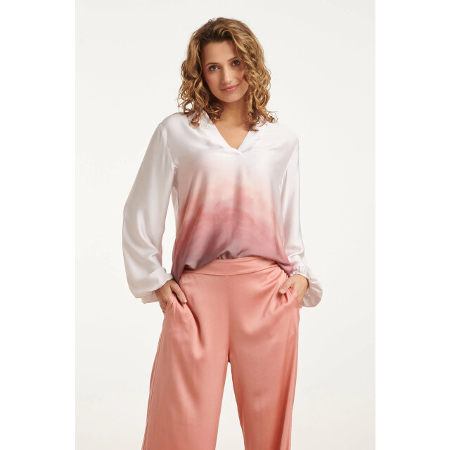 Smashed Lemon 25020 top met kraagvintage mauve ombre print | off 25020-010-421 large