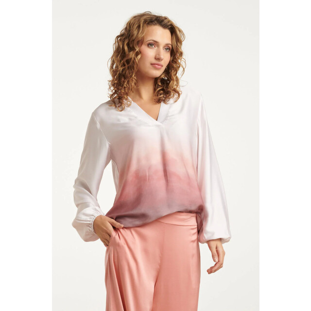Smashed Lemon 25020 top met kraagvintage mauve ombre print | off 25020-010-421 large