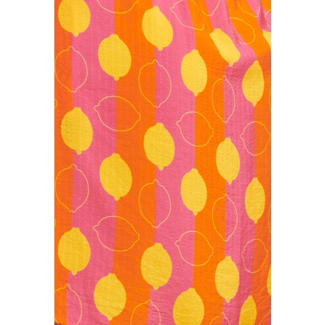 Smashed Lemon 25000 v-hals korte jurk met citroenstrepen print | 25000-998-3XL large