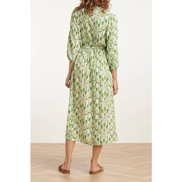 Smashed Lemon 25032 v-hals midi jurk met slangenprint | white-light 25032-000-500 large
