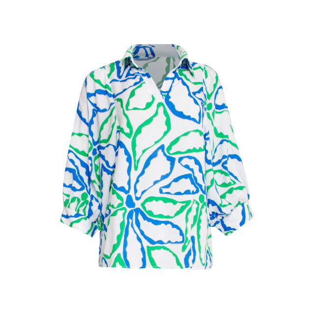 Smashed Lemon 25053 te top met v-halskobalt bloemenprint | 25053-650-530 large