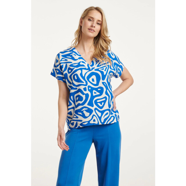 Smashed Lemon 25002 v-hals top met te abstracte printlosse pasvorm | 25002-650-000 large
