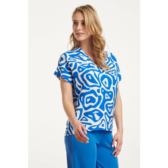 Smashed Lemon 25002 v-hals top met te abstracte printlosse pasvorm | 25002-650-000 large