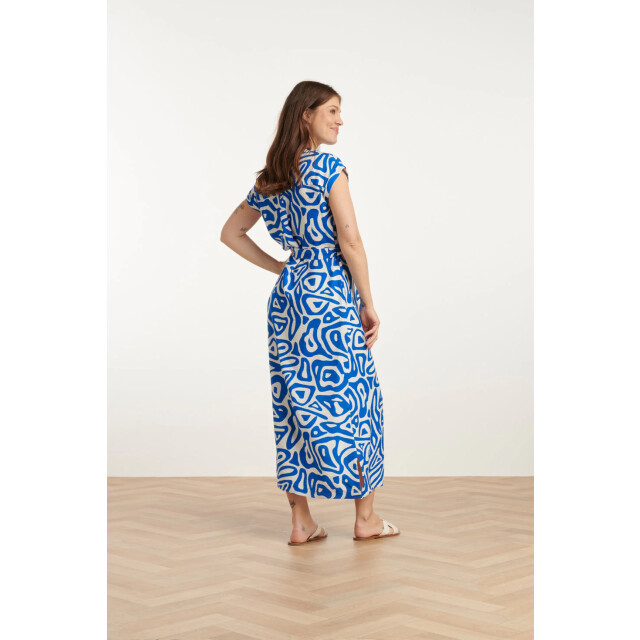 Smashed Lemon 25003 midi jurk met te abstracte print | cobalt 25003-650-000 large