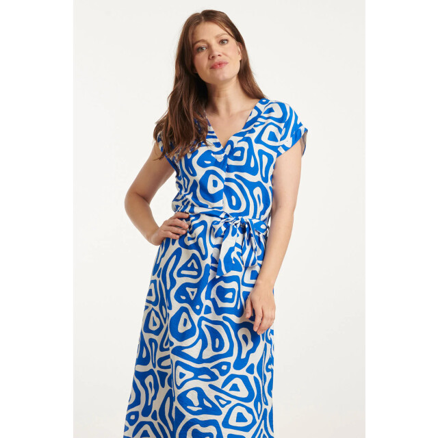 Smashed Lemon 25003 midi jurk met te abstracte print | cobalt 25003-650-000 large