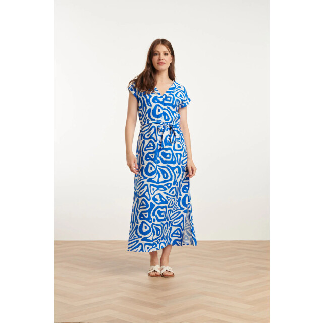 Smashed Lemon 25003 midi jurk met te abstracte print | cobalt 25003-650-000 large