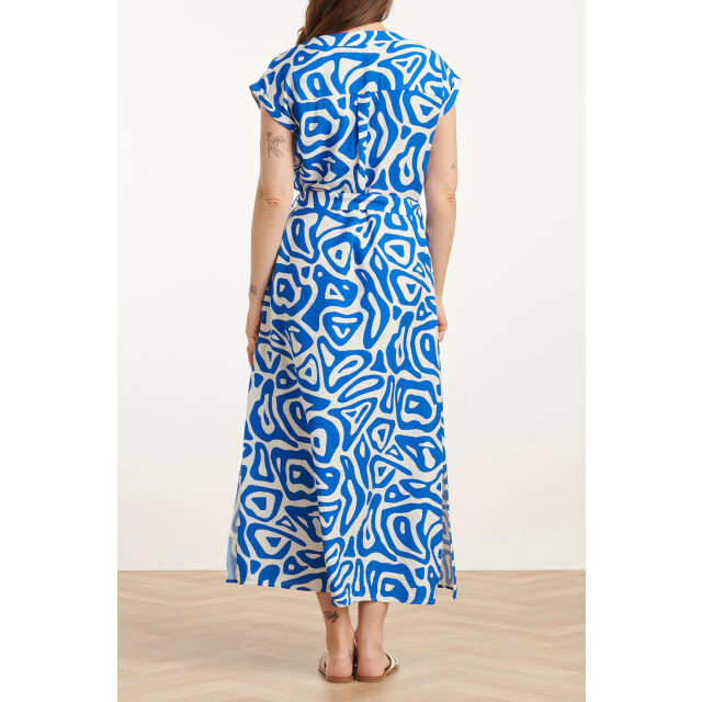 Smashed Lemon 25003 midi jurk met te abstracte print | cobalt 25003-650-000 large