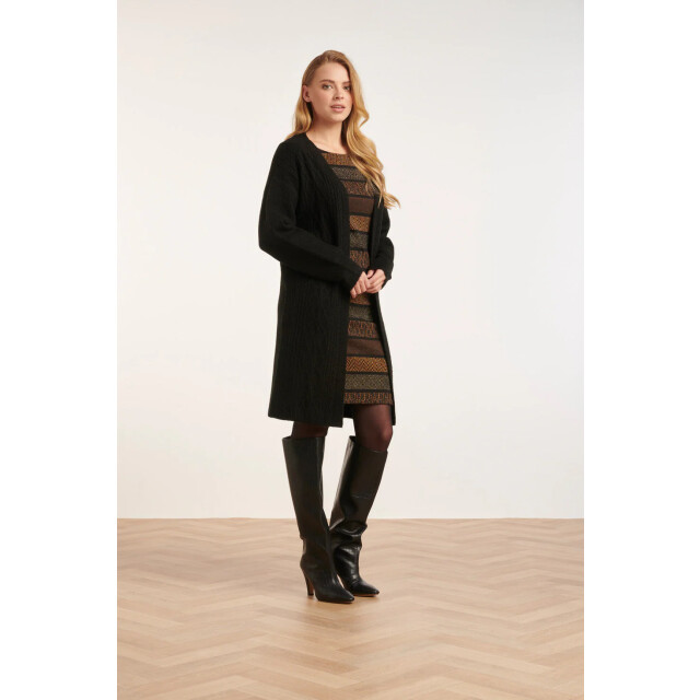 Smashed Lemon 24630 oversized open e cardigan met kabelstructuur | 24630-999 large