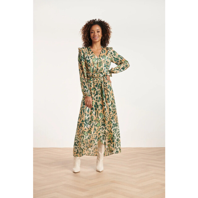 Smashed Lemon 24501 chiffon maxi jurk met cheetah print 24501-720-530 large