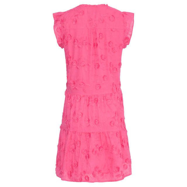 Smashed Lemon 24353 fuchsia jurk met 3d bloemenstructuur | 24353-445-3XL large