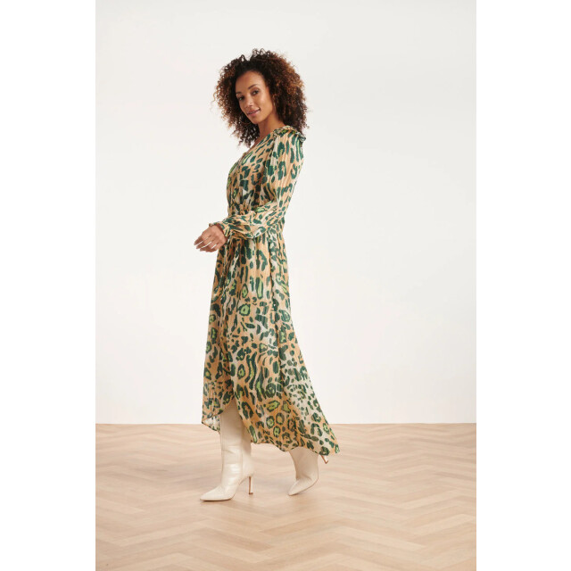 Smashed Lemon 24501 chiffon maxi jurk met cheetah print 24501-720-530 large