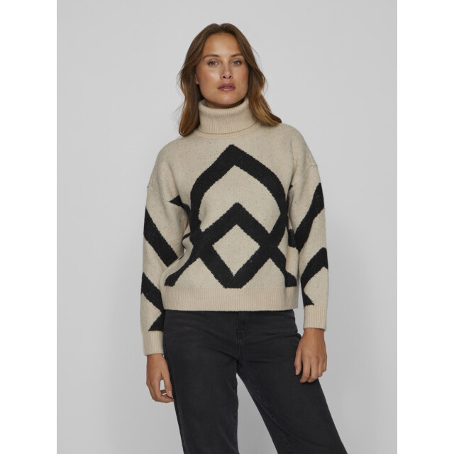 Vila Vicille rollneck ls jacquard knit zand dessin 4219.06.0025 large