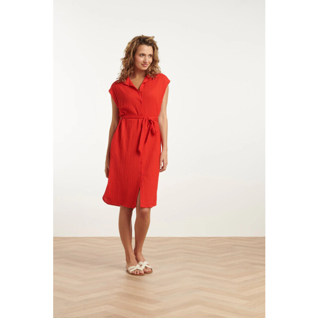Smashed Lemon 25118 rood stretchy crinkle shirtjurk 25118-450-S large