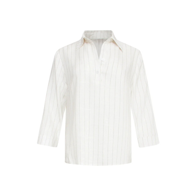 Smashed Lemon 25129 te pinstripe linnen top met v-hals | 25129-000-999 large