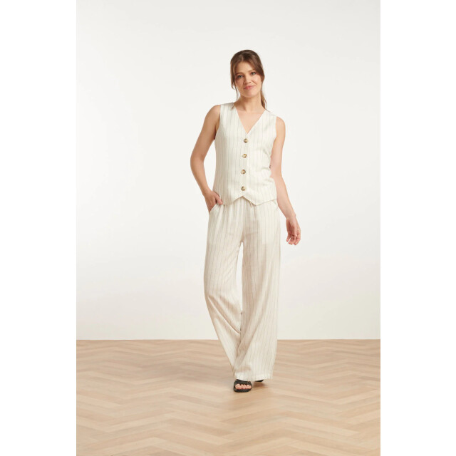Smashed Lemon 25131 te pinstripe linnen broek | 25131-000-999 large