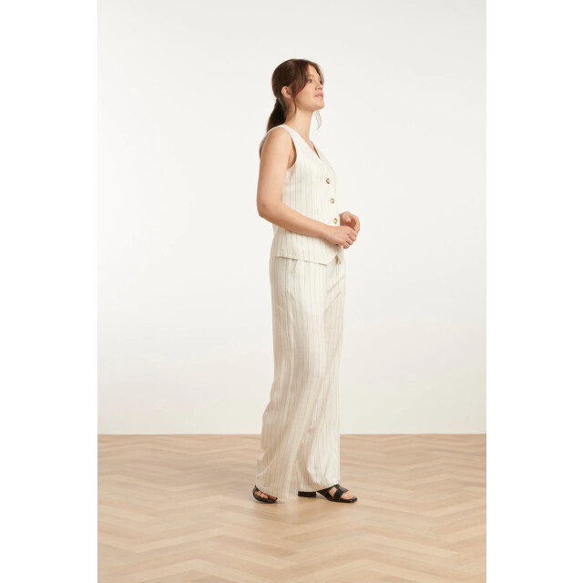 Smashed Lemon 25131 te pinstripe linnen broek | 25131-000-999 large