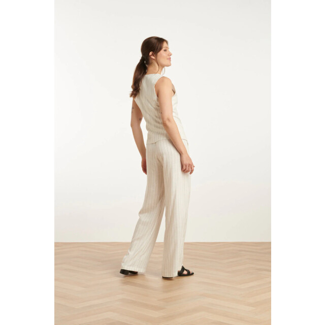 Smashed Lemon 25131 te pinstripe linnen broek | 25131-000-999 large