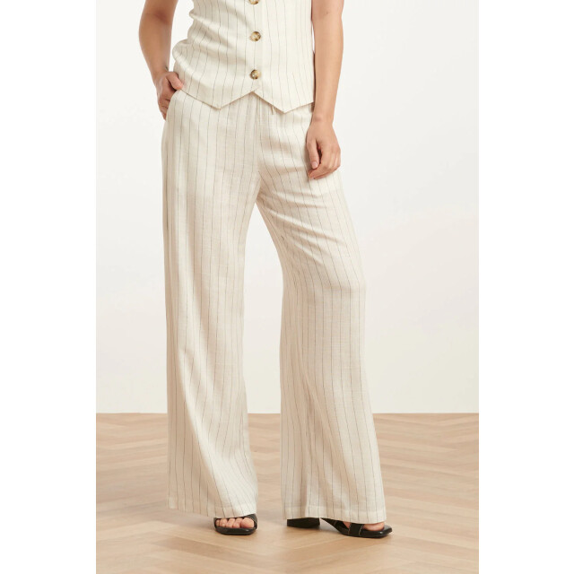 Smashed Lemon 25131 te pinstripe linnen broek | 25131-000-999 large