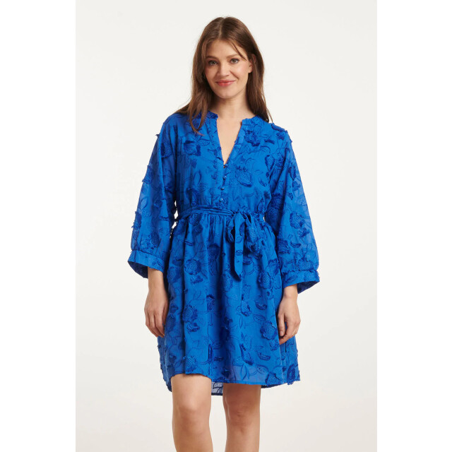 Smashed Lemon 25137 cobalt blauwe 3d bloemen jurk 25137-650-3XL large