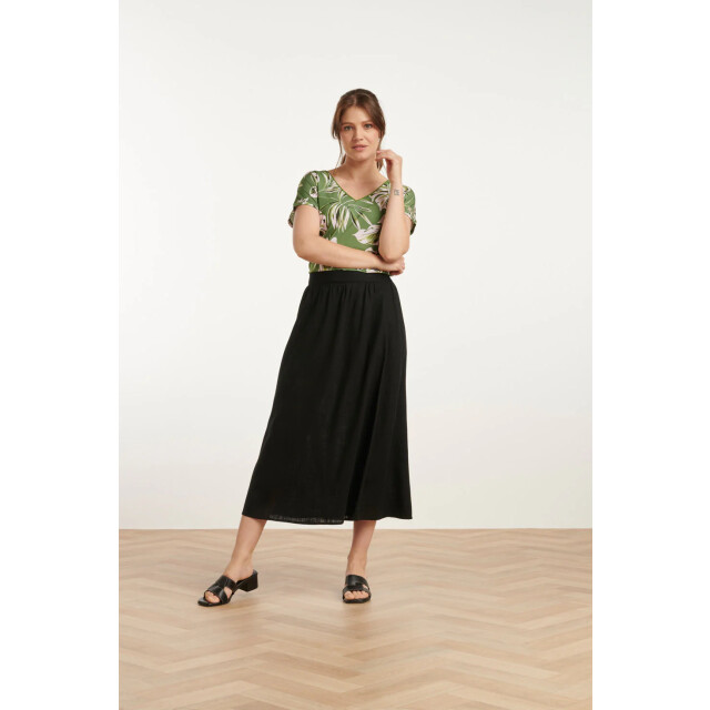 Smashed Lemon 25161 bladprint stretch top met v-hals | army-light 25161-550-500 large