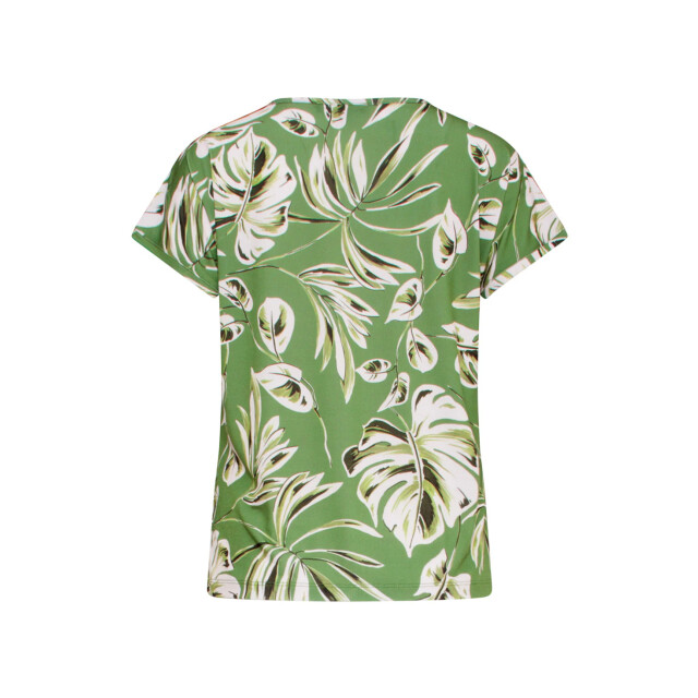 Smashed Lemon 25161 bladprint stretch top met v-hals | army-light 25161-550-500 large