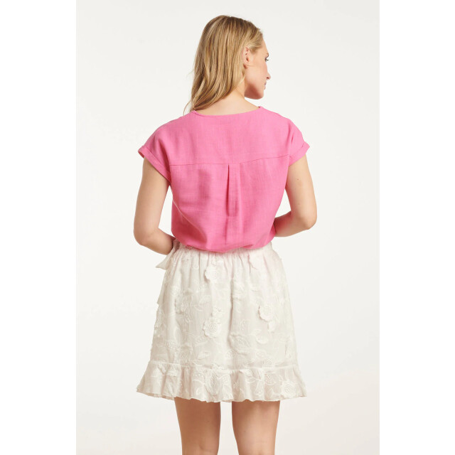 Smashed Lemon 25148 linnen top met v-hals | 25148-420-L large