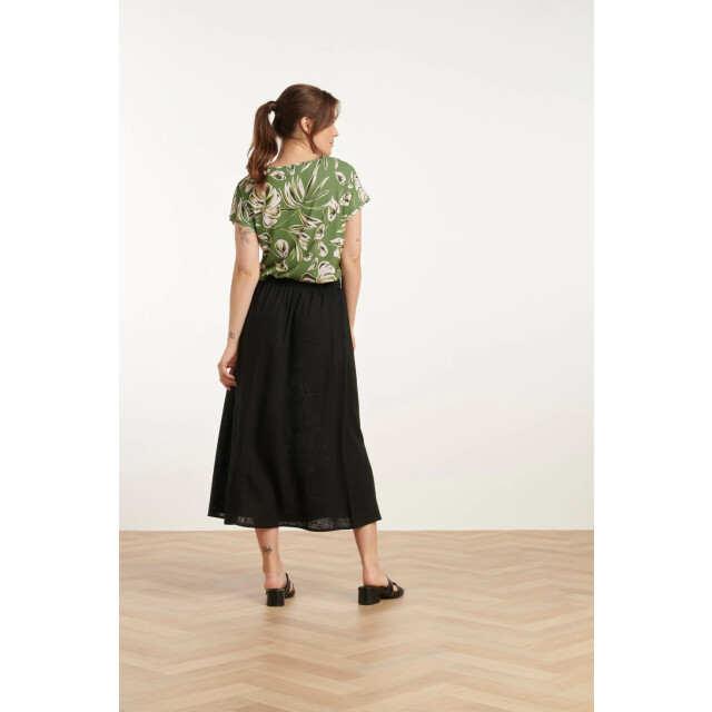 Smashed Lemon 25161 bladprint stretch top met v-hals | army-light 25161-550-500 large