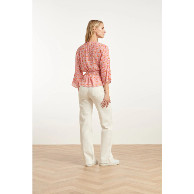 Smashed Lemon 25184 wrap top met schelpenprintperzik | 25184-998-XL large