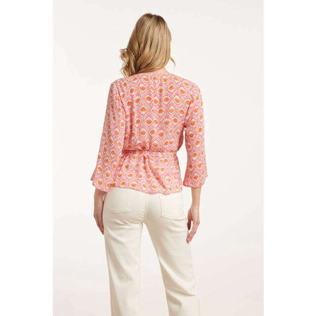Smashed Lemon 25184 wrap top met schelpenprintperzik | 25184-998-XL large